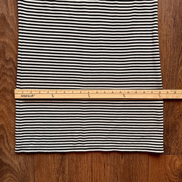 Striped Black and White Dress with Mock Neck Collar - Picture 8 of 9